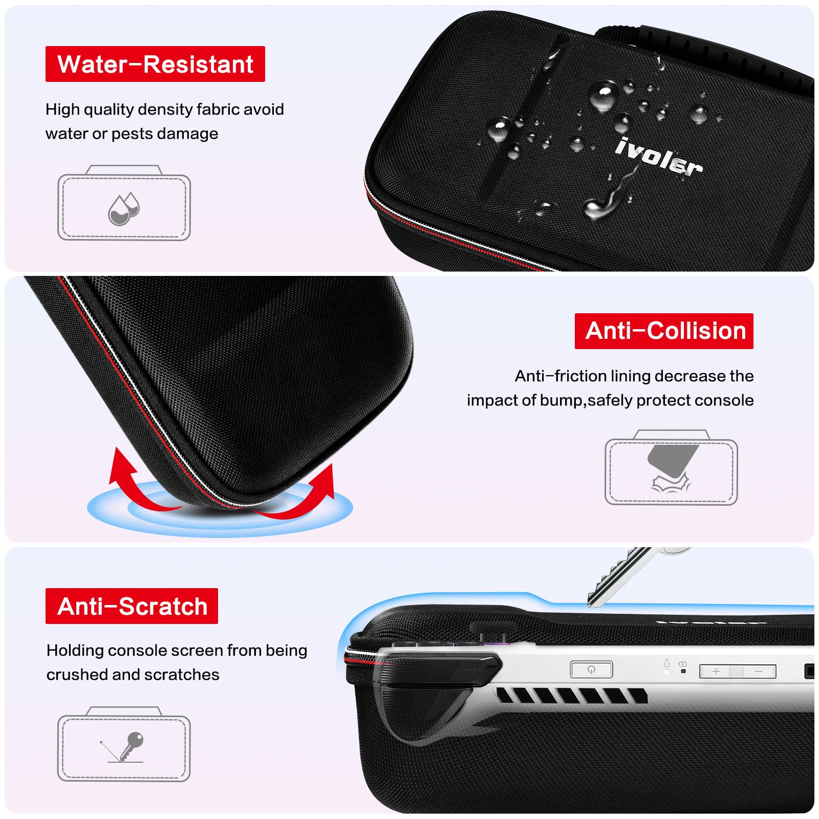 ivoler Carrying Case for Nintendo Switch 2 2025 / ROG Ally X / ASUS ROG Ally 7 pulgadas 2023, Console Travel Protective Hard Shell Handbag EVA Storage Pouch with Mesh Pocket Stores The Accessories