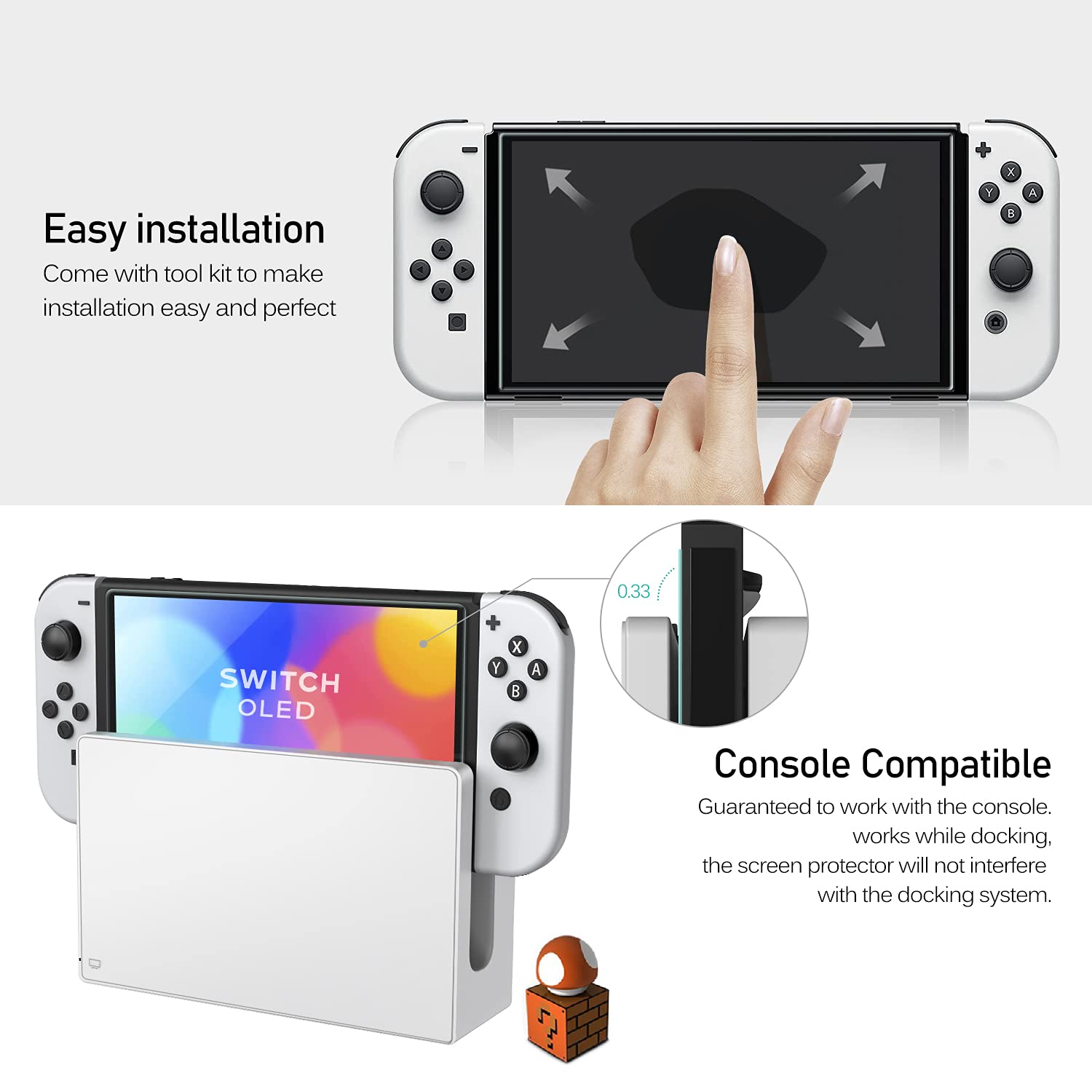 ivoler 4 Pack Screen Protector Compatible with Nintendo Switch OLED Model 7 '' 2021 with Alignment Frame Tool, Tempered Glass Protection Film - without air bubbles -Ultra Resistant Hardness 9H