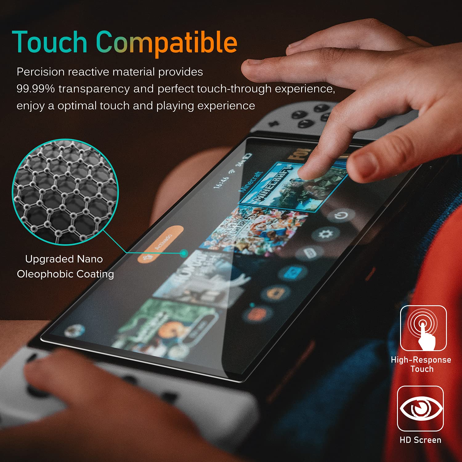 ivoler 4 Pack Screen Protector Compatible with Nintendo Switch OLED Model 7 '' 2021 with Alignment Frame Tool, Tempered Glass Protection Film - without air bubbles -Ultra Resistant Hardness 9H