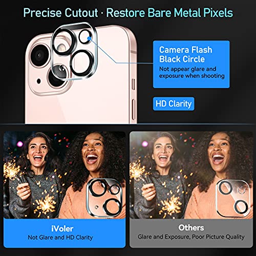 [4 Pack] ivoler Protector de Lente de Cámara Compatible con iPhone 13 (6.1 pulgadas) y iPhone 13 Mini (5.4 pulgadas) Cristal Templado, [9H Dureza ] [Sin Burbujas] HD Vidrio Templado