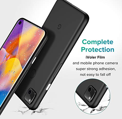 [6 Pack] iVoler [4 Pack]Tempered Screen Protector for Pixel 4a 4G with [2 Pack]Camera Lens Protector Tempered Glass with [Alignment Frame Easy Installation],HD Clear Anti-Scratch Film,5.8 inch