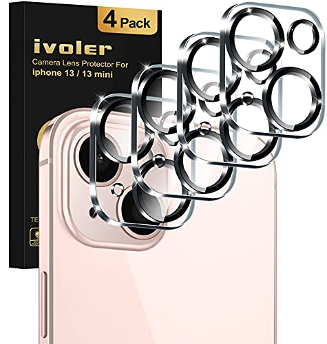 [4 Pack] ivoler Protector de Lente de Cámara Compatible con iPhone 13 (6.1 pulgadas) y iPhone 13 Mini (5.4 pulgadas) Cristal Templado, [9H Dureza ] [Sin Burbujas] HD Vidrio Templado