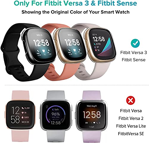 [4 Pack] iVoler Screen Protector Case for Fitbit Sense/Versa 3, Hard PC with Tempered Glass Screen Protector Bumper Cover Sensitive Touch Full Coverage Protective Case for Sense/Versa 3 Smart Watch