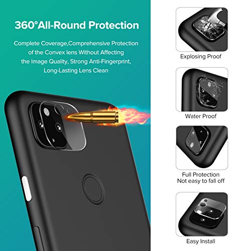 [6 Pack] iVoler [4 Pack]Tempered Screen Protector with [2 Pack]Camera Lens Protector Tempered Glass for Google Pixel 4a 5G with [Alignment Frame Easy Installation],HD Clear Anti-Scratch Film,6.2 inch