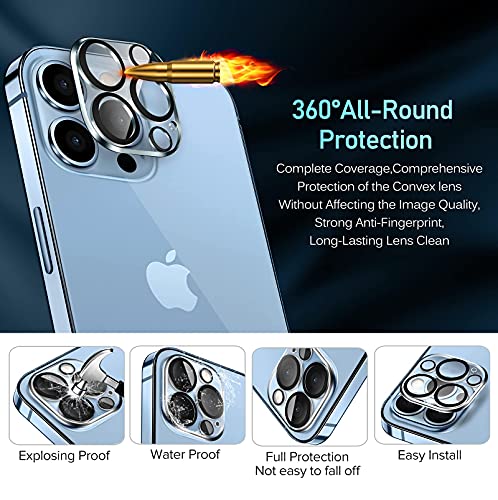 [4 Pack] ivoler Protector de Lente de Cámara Compatible con iPhone 13 Pro (6.1 pulgadas) y iPhone 13 Pro Max (6.7 pulgadas) Cristal Templado, [9H Dureza ] [Sin Burbujas] HD Vidrio Templado