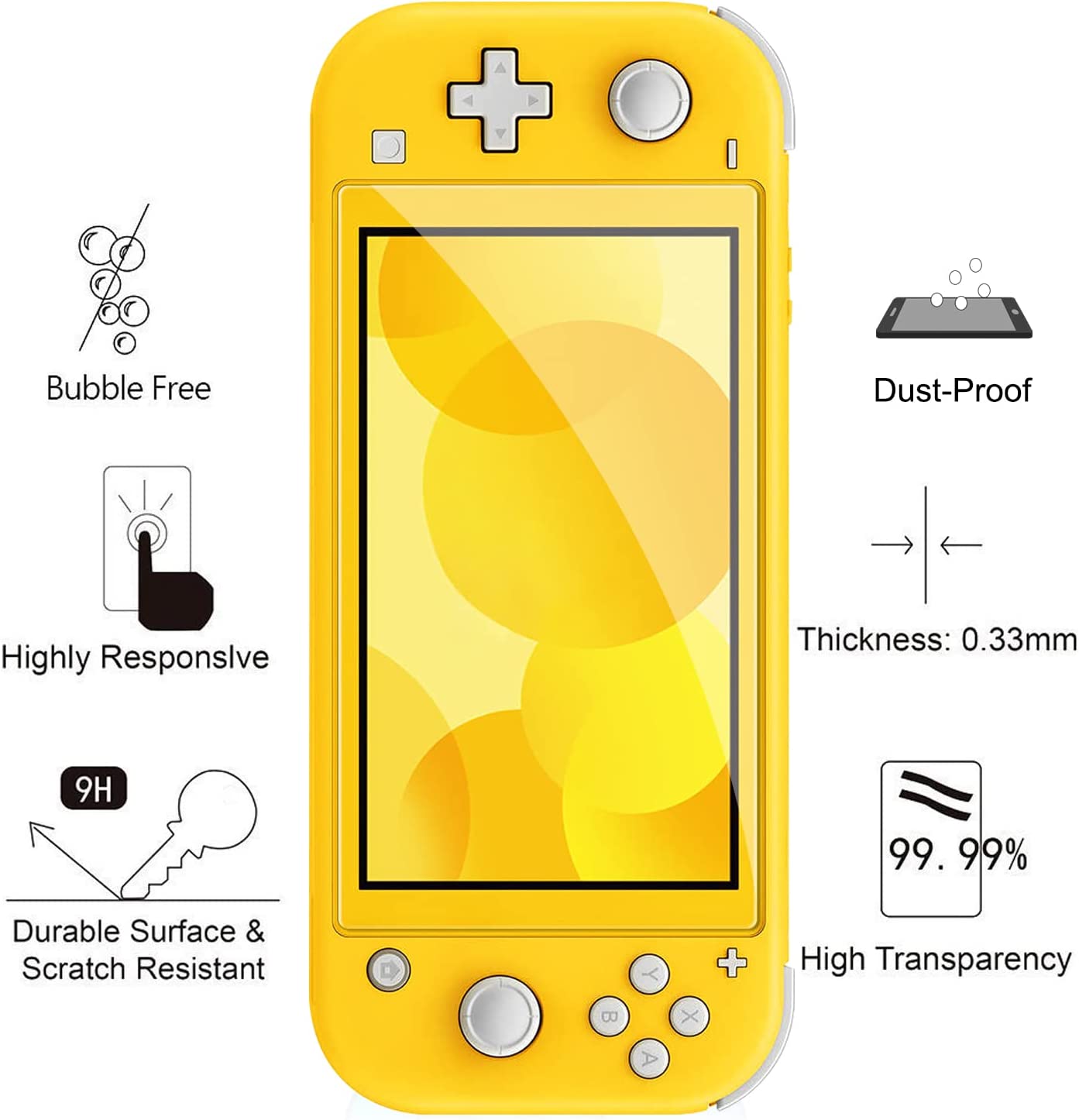 [4 Pack] Screen Protector Tempered Glass for Nintendo Switch Lite