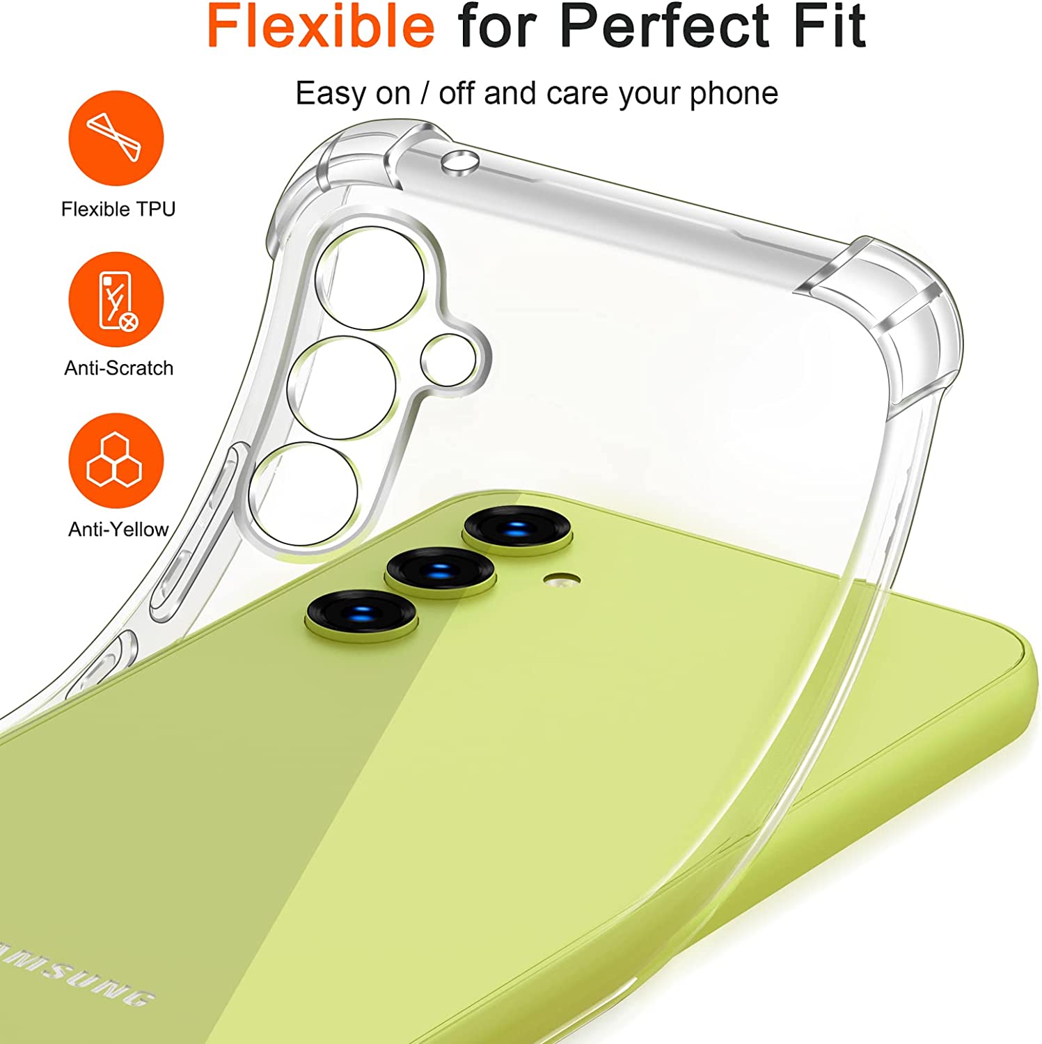 ivoler Coque pour Samsung Galaxy A34 5G avec 3 Pièces Protection Écran en Verre Trempé
