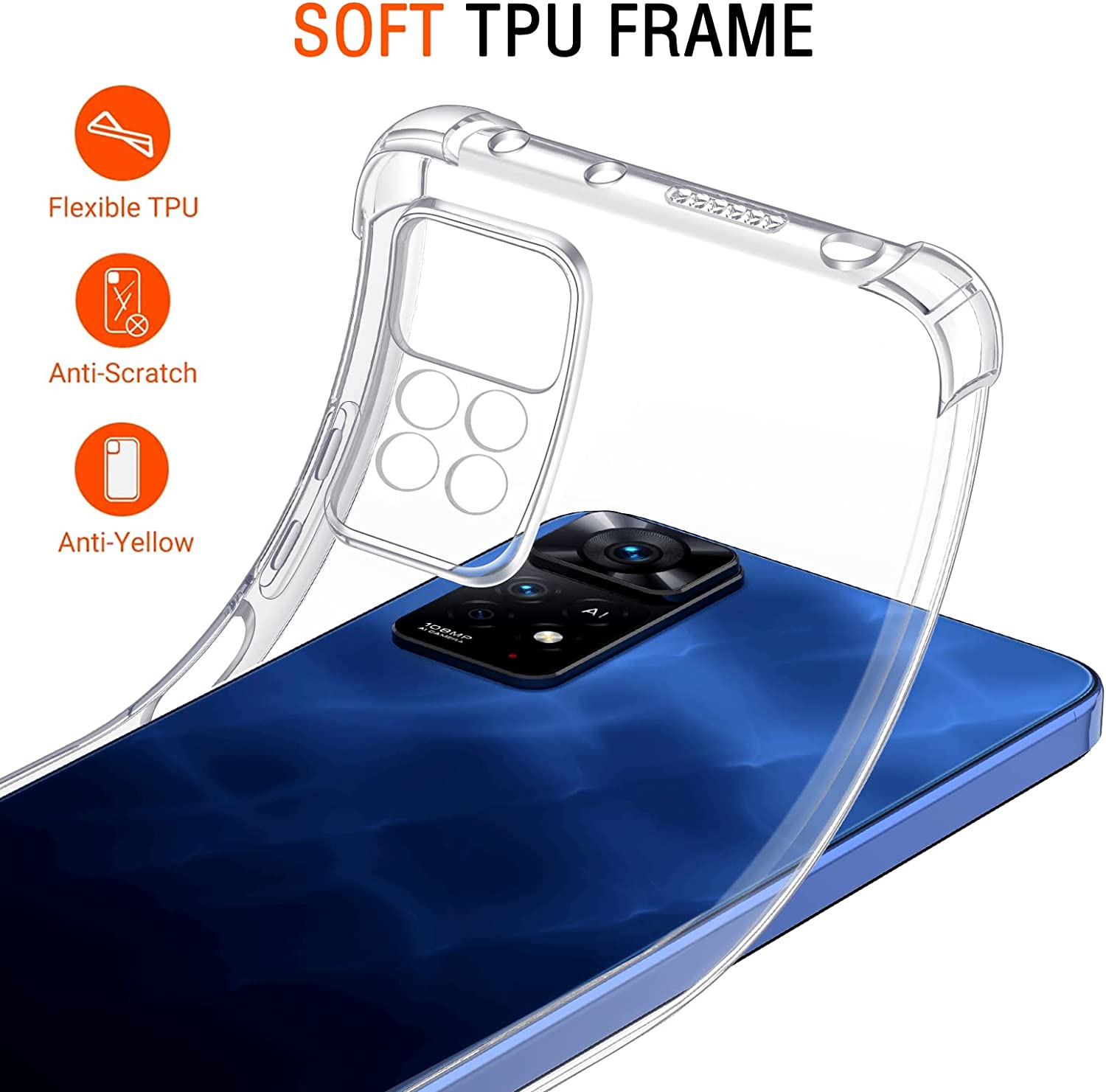 ivoler Coque pour Xiaomi Redmi Note 11 Pro 4G / 5G / Redmi Note 11E Pro avec 3 Pièces Protection Écran en Verre Trempé