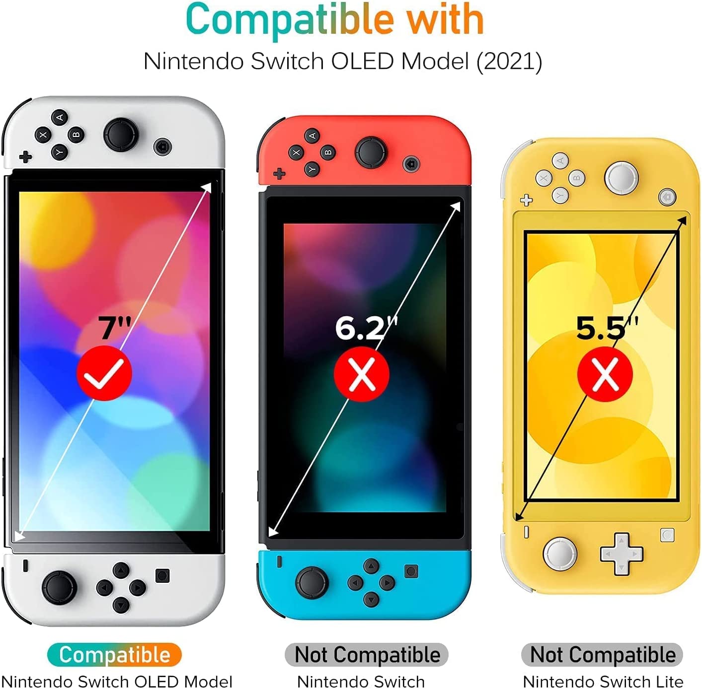 ivoler 4 Piezas Protector de Pantalla Compatible con Nintendo Switch OLED Modelo 7 pulgadas 2021 Modelo