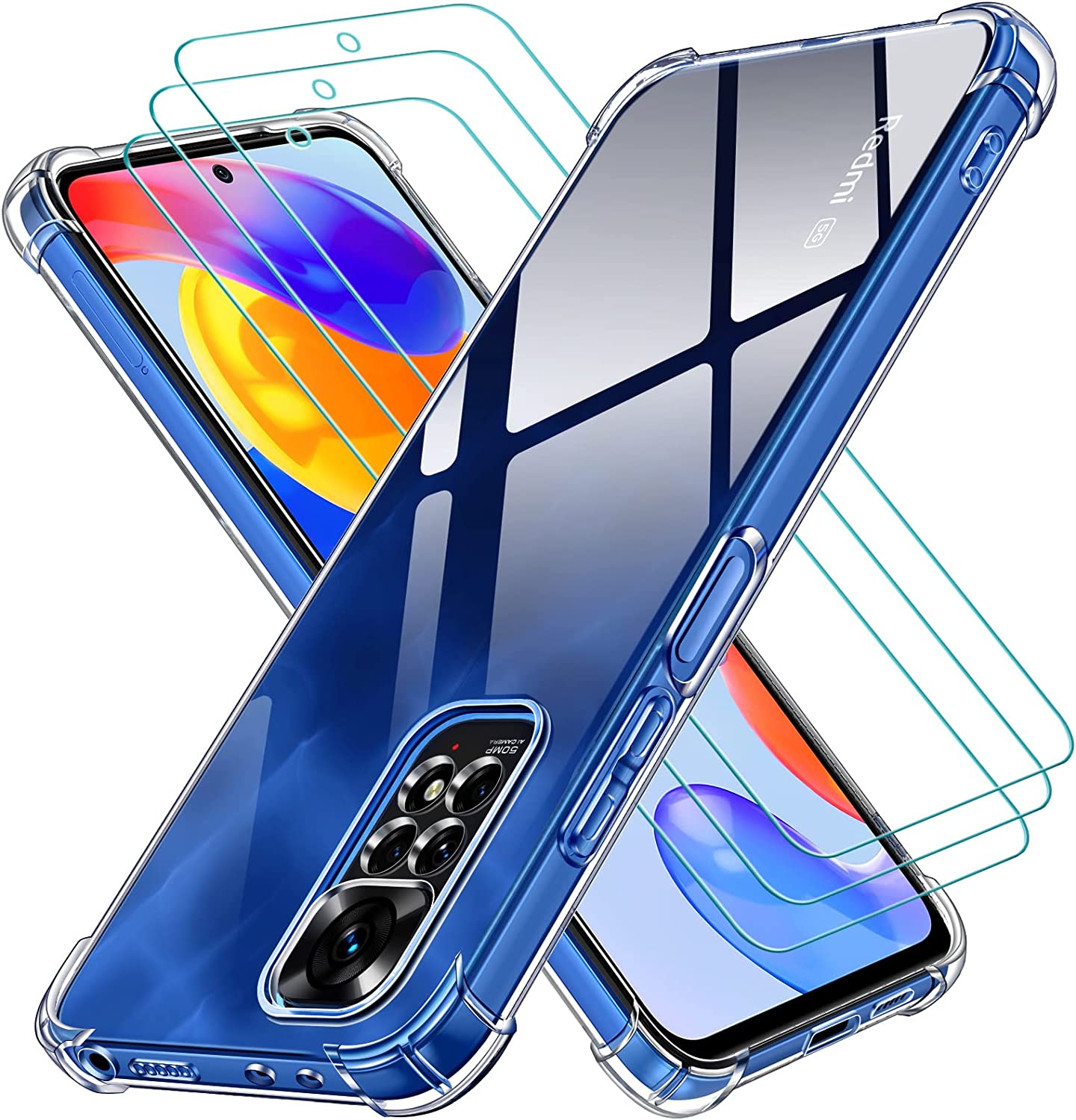 ivoler Coque pour Xiaomi Redmi Note 11 Pro 4G / 5G / Redmi Note 11E Pro avec 3 Pièces Protection Écran en Verre Trempé