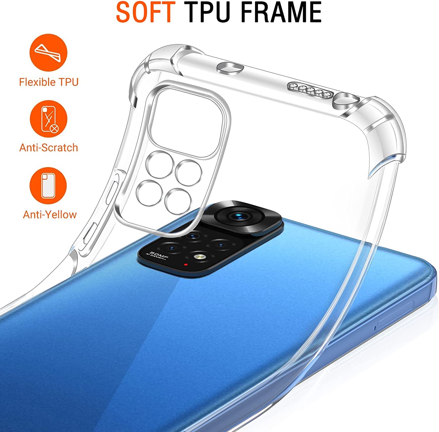 ivoler Funda para Xiaomi Redmi Note 11 4G / Xiaomi Redmi Note 11S 4G con 3 Piezas Cristal Templado