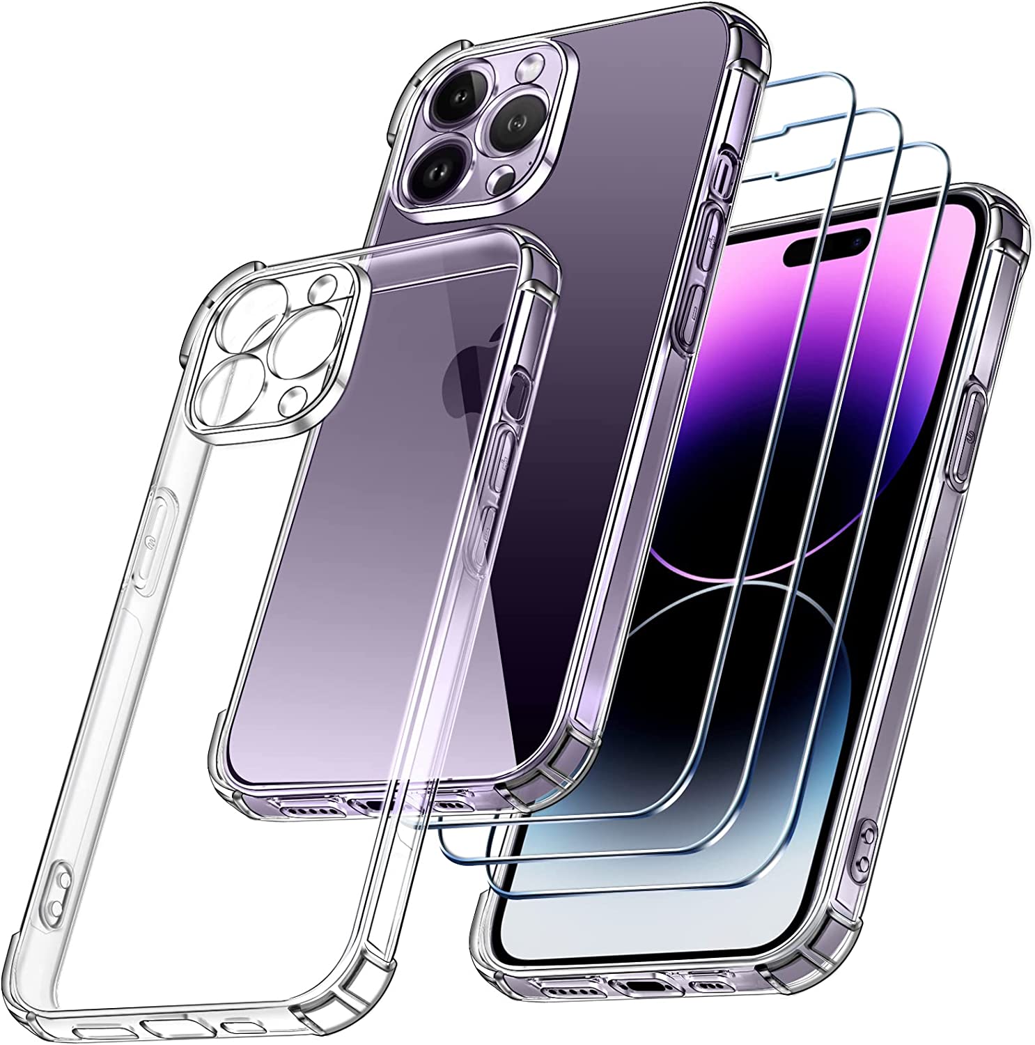 ivoler 4 in 1 Funda para iPhone 14 Pro MAX 6.7 Pulgadas con 3 Piezas Cristal Templado