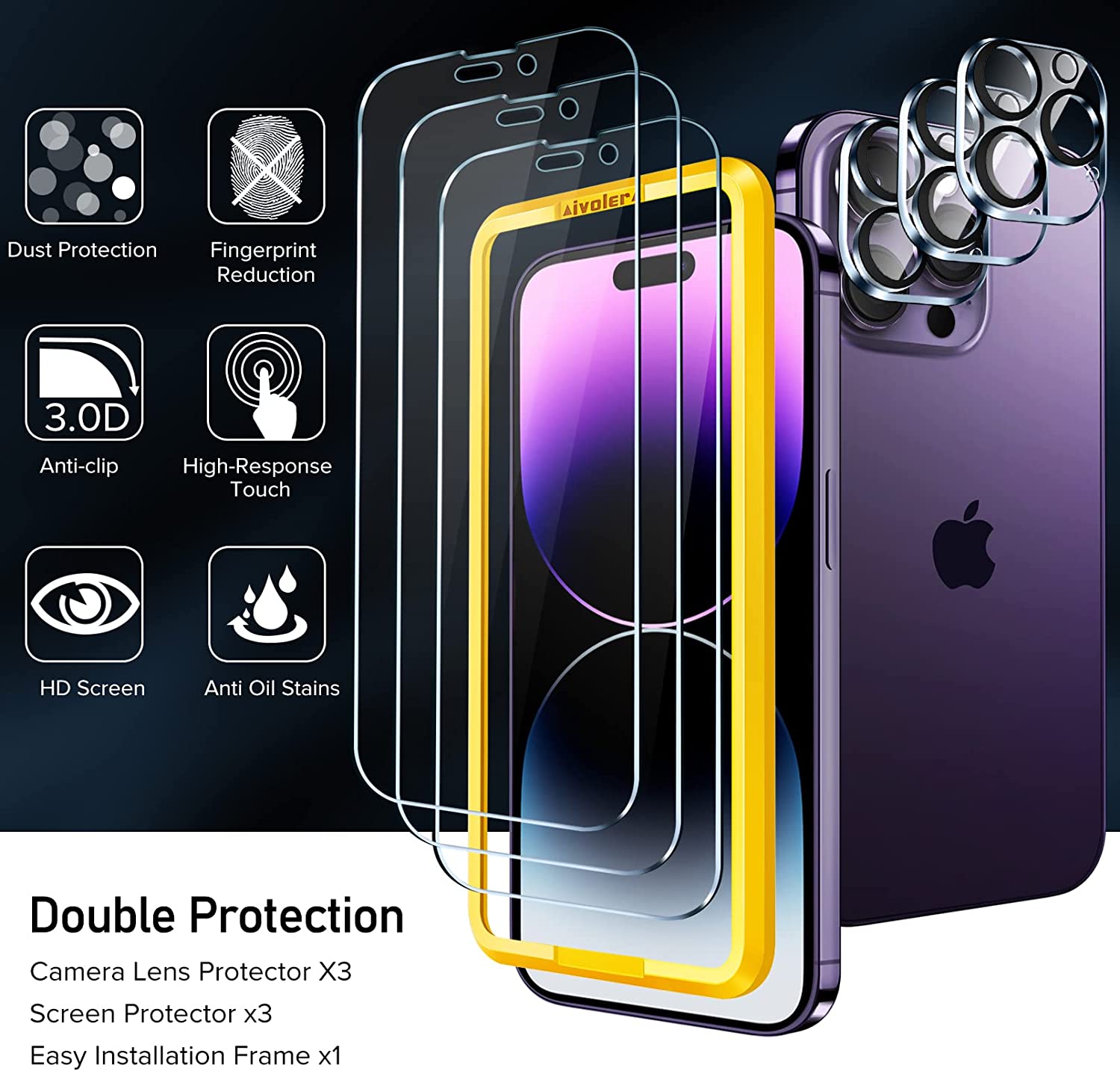 [4 pack] Screen Protector and Camera Lens Protector for iPhone 14 Pro Max / iPhone 14 Pro / iPhone 14 Plus / iPhone 14