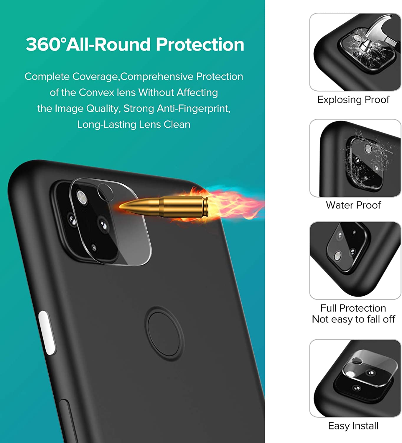 Tempered Glass Screen Protector for Google Pixel 4a 5G with Camera Lens Protector