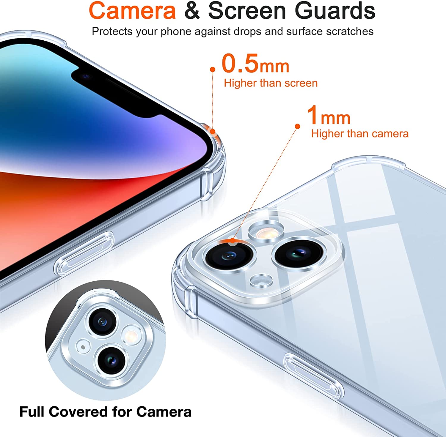 ivoler 4 in 1 Klar Hülle für iPhone 14 6.1 Zoll, 1 Handyhülle mit 3 Stück Panzerfolie