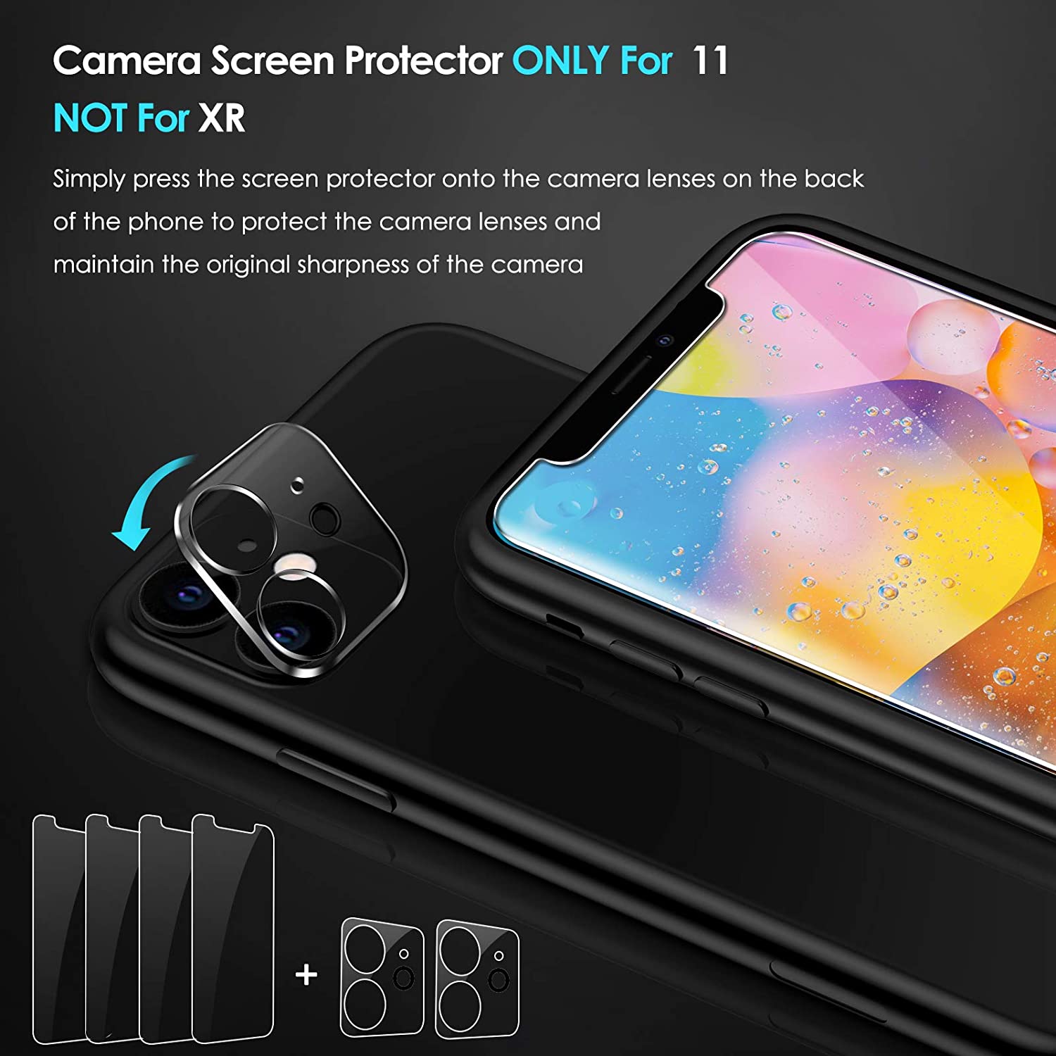 [6 Pack] iVoler [4 Pack] Screen Protector for iPhone 11 and iPhone XR + [2 Pack] Camera Lens Protector