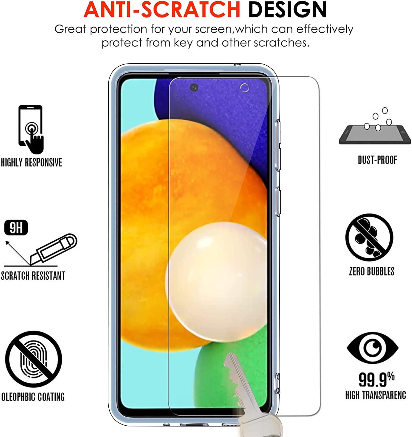 ivoler Case for Samsung Galaxy A53 5G with 3 Pack Tempered Glass Screen Protector