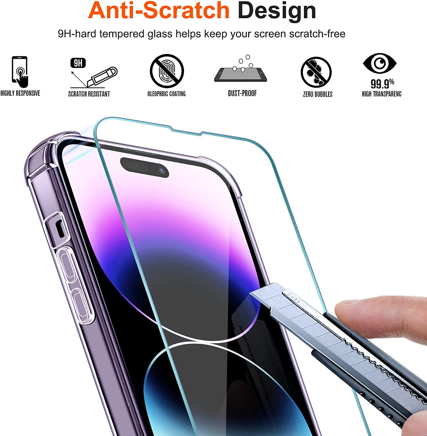 ivoler 4 in 1 Funda para iPhone 14 Pro MAX 6.7 Pulgadas con 3 Piezas Cristal Templado