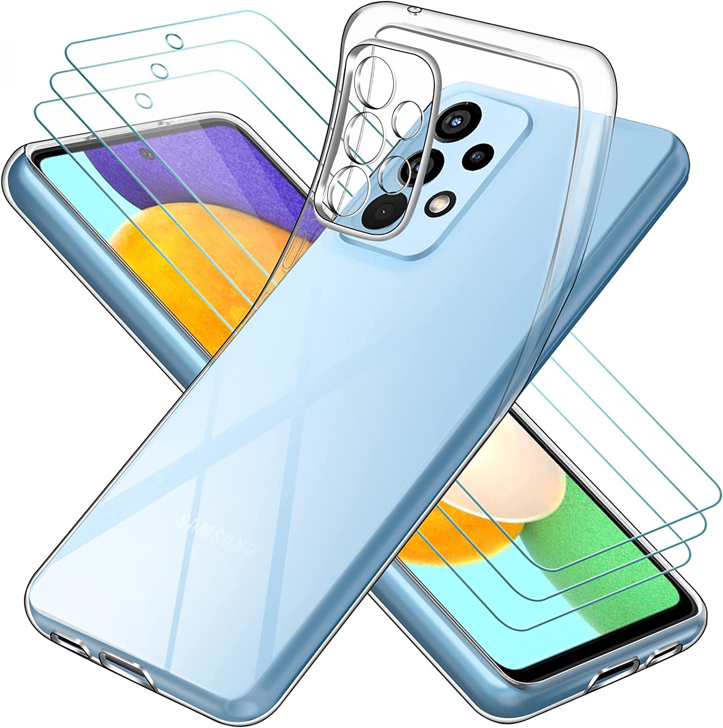 ivoler Case for Samsung Galaxy A53 5G with 3 Pack Tempered Glass Screen Protector