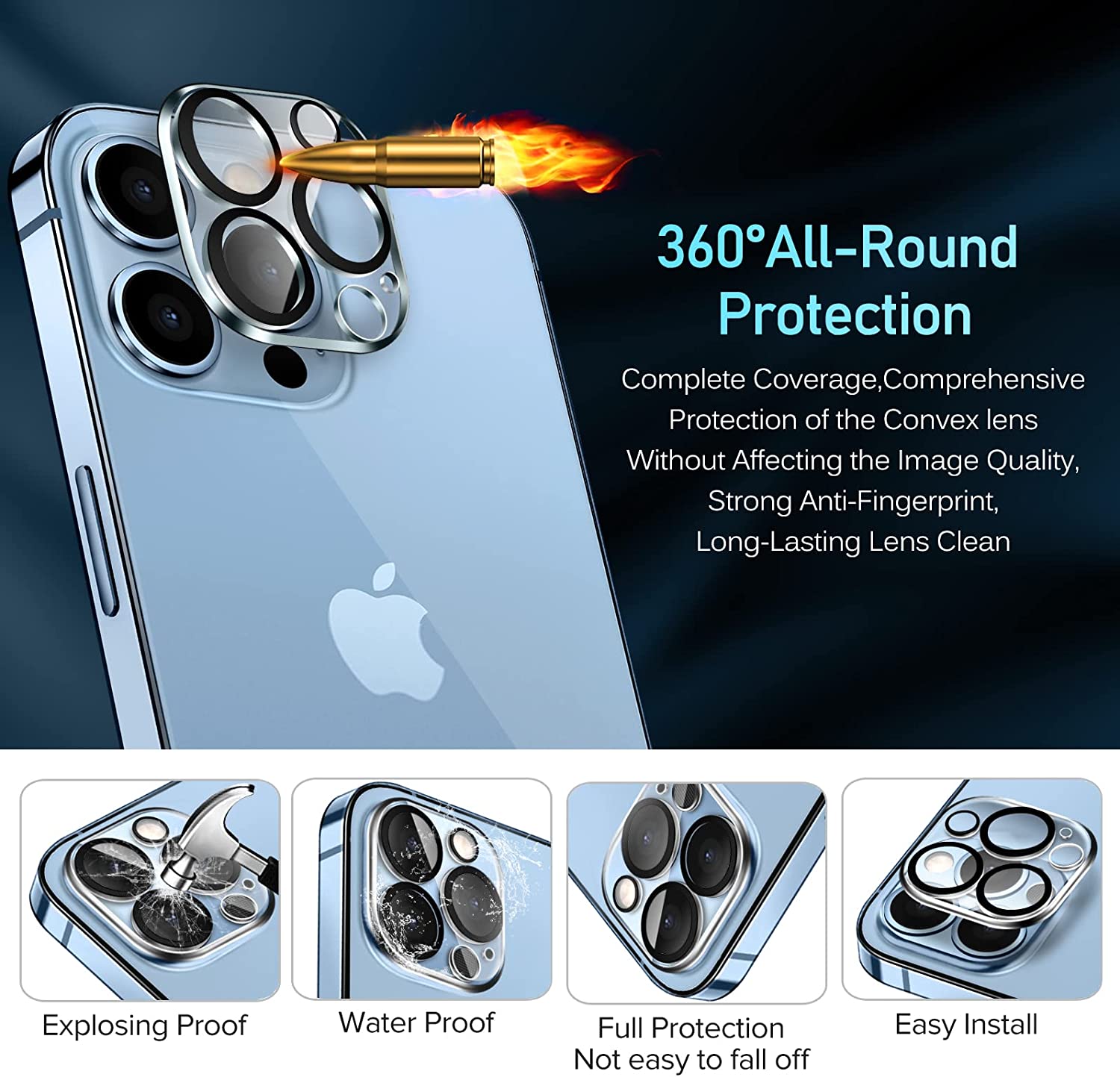 [4 Pack]iVoler Camera Lens Protector Designed for iPhone 13 Pro Max 6.7”/13 Pro 6.1”