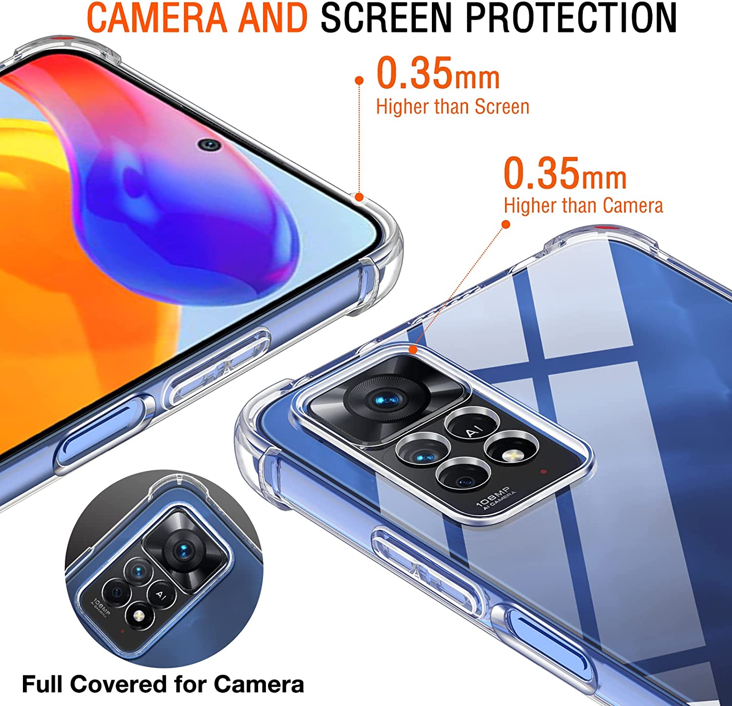 ivoler Coque pour Xiaomi Redmi Note 11 Pro 4G / 5G / Redmi Note 11E Pro avec 3 Pièces Protection Écran en Verre Trempé