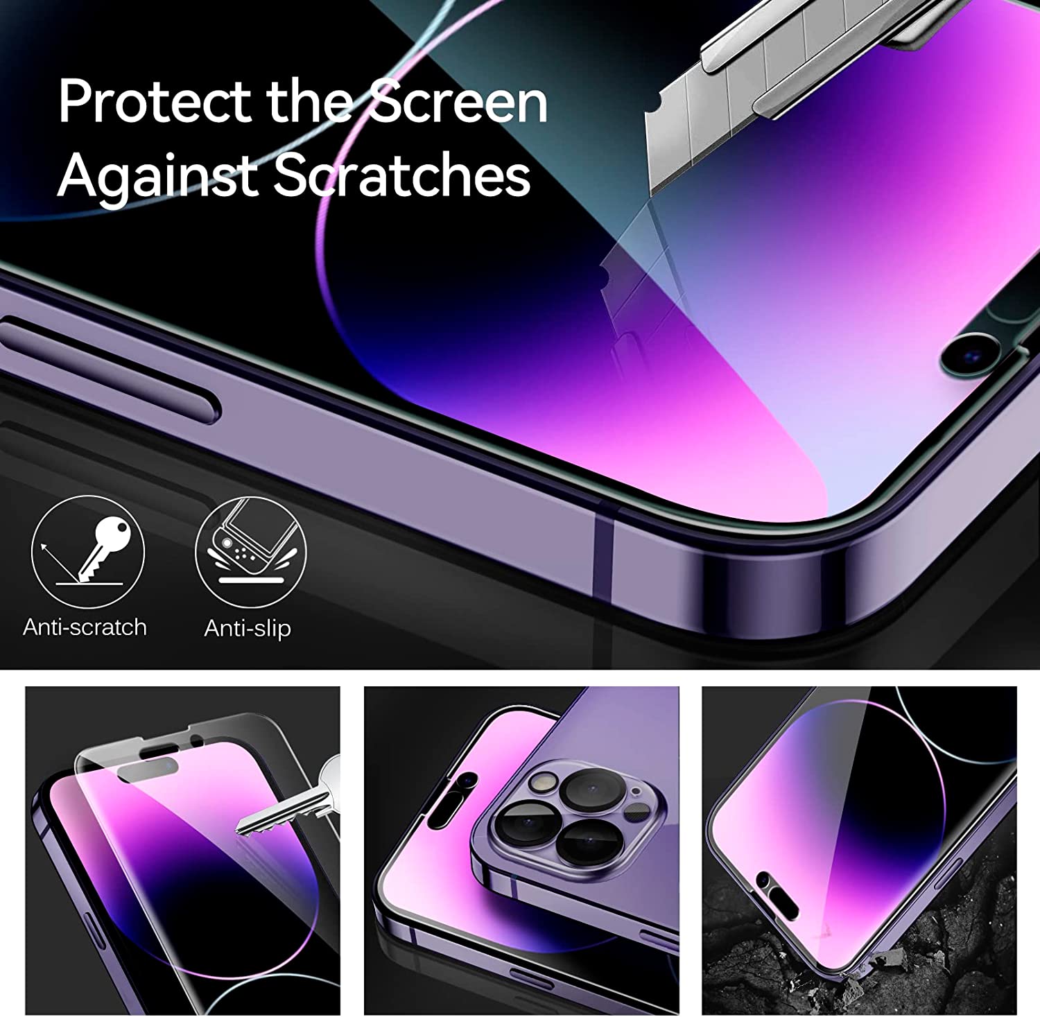 [4 pack] Screen Protector and Camera Lens Protector for iPhone 14 Pro Max / iPhone 14 Pro / iPhone 14 Plus / iPhone 14