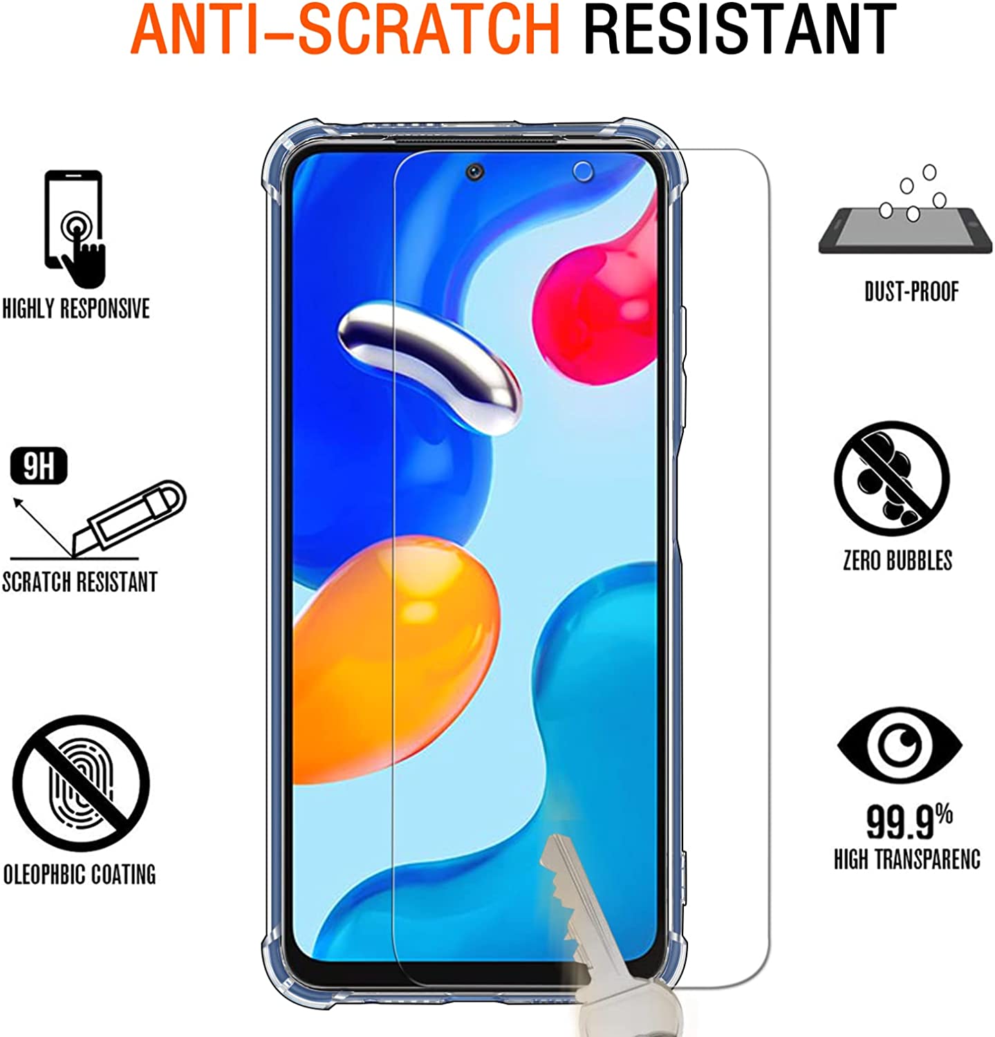 ivoler Coque pour Xiaomi Redmi Note 11S / Xiaomi Redmi Note 11 4G avec 3 Pièces Protection Écran en Verre Trempé