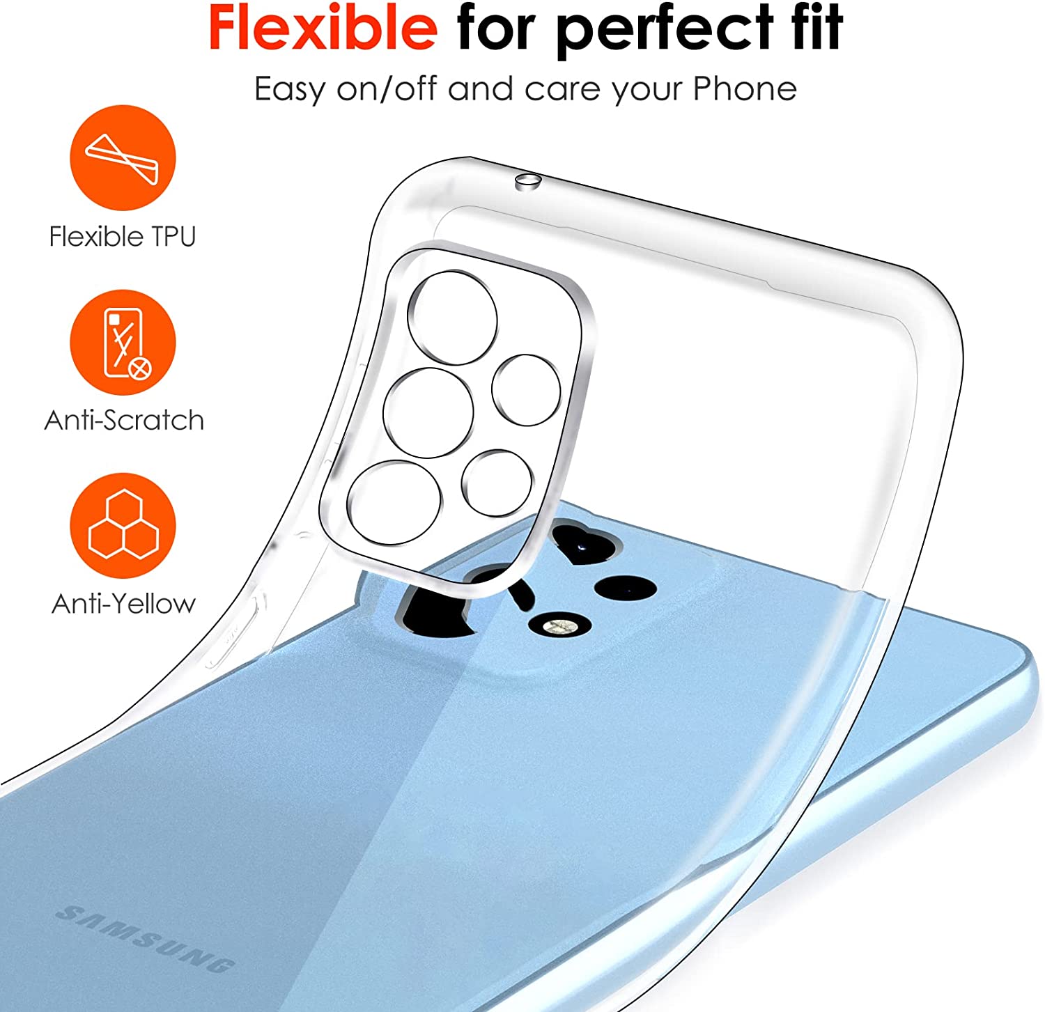 ivoler Case for Samsung Galaxy A53 5G with 3 Pack Tempered Glass Screen Protector