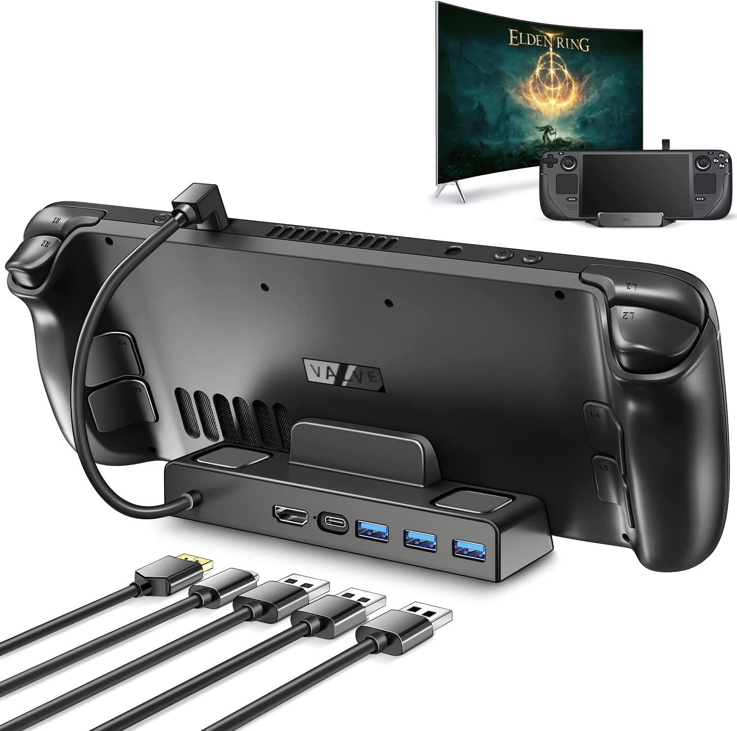 Docking Station for Steam Deck, iVoler 5-in-1 Hub Steam Deck Dock Stand with HDMI 2.0 4K@60HZ TV