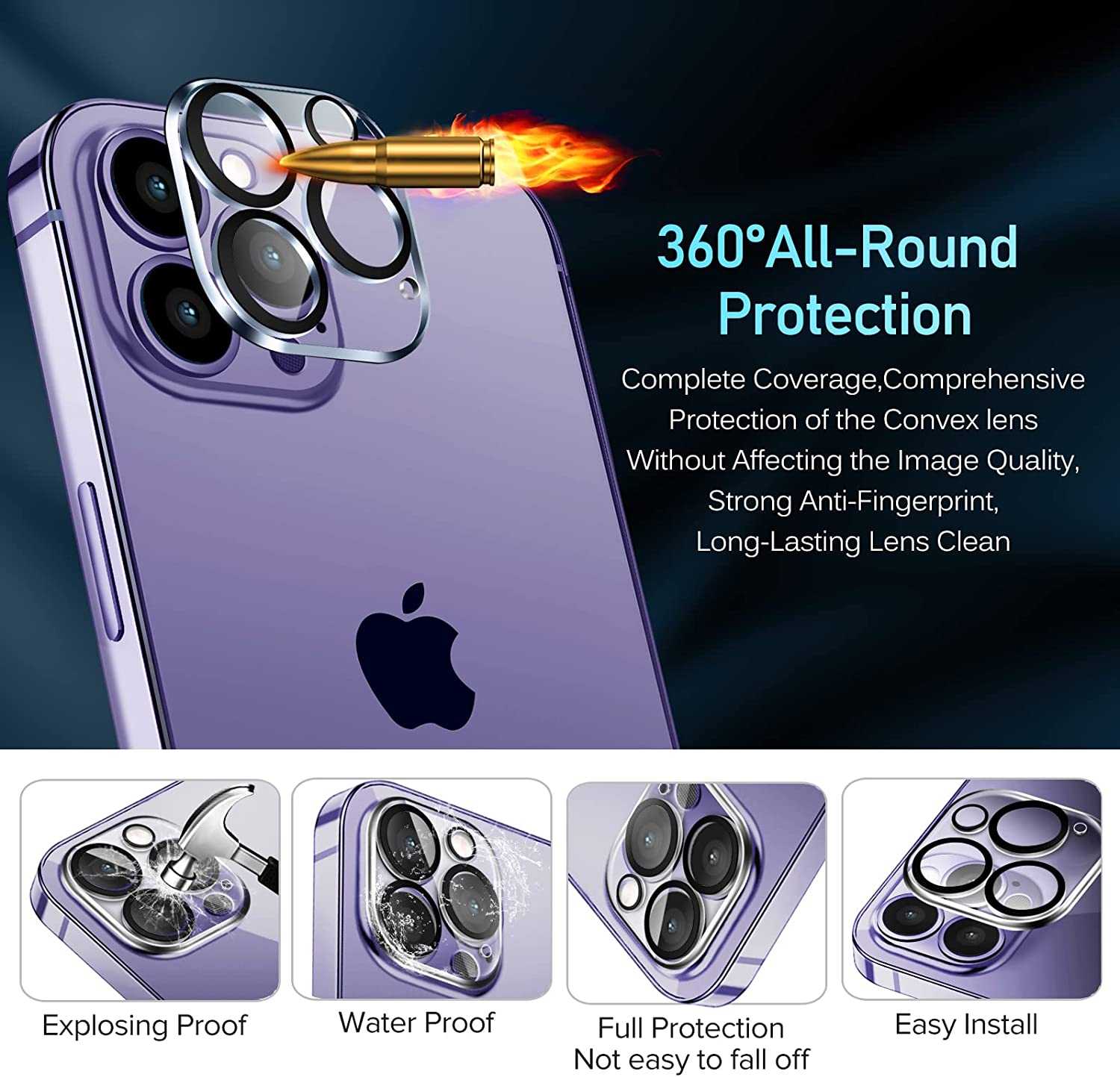 ivoler [4 PACK Camera Lens Protector Compatible with iPhone 14 Pro 6.1"/ iPhone 14 Pro Max (6.7"