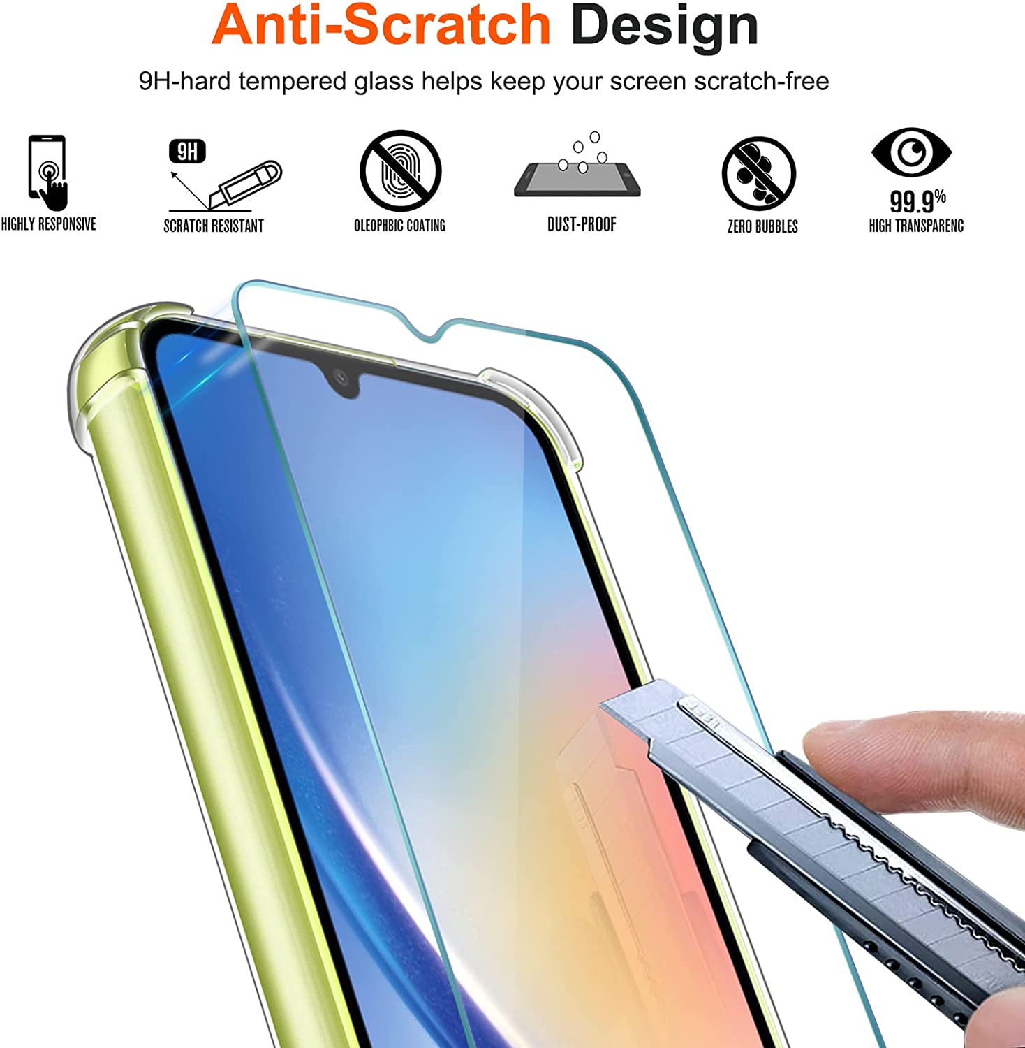 iVoler Cover per Samsung Galaxy A34 5G, Antiurto Custodia con Paraurti in TPU Morbido e 3 Pezzi Pellicola Vetro Temperato