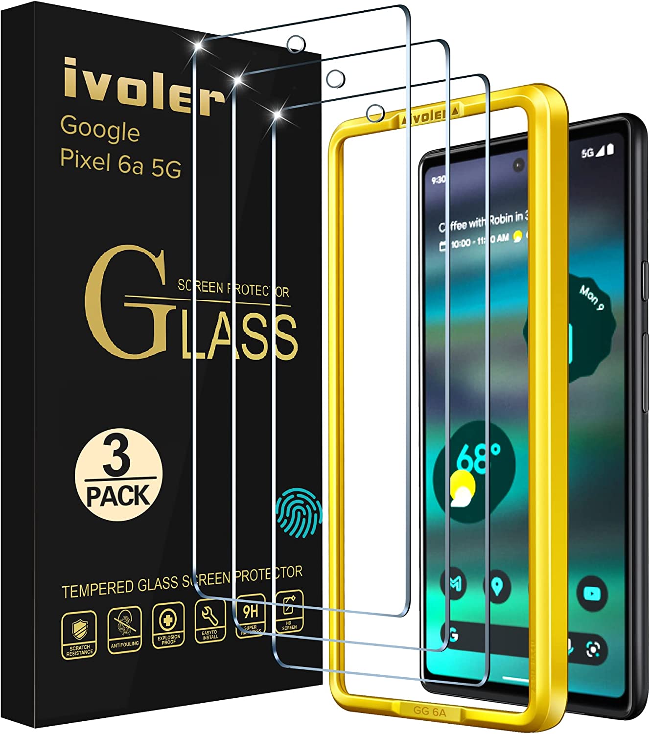 ivoler [3 Pack] Screen Protector Tempered Glass for Google Pixel 6a 5G 2022