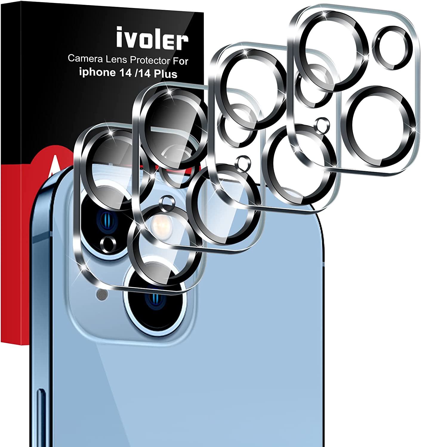 ivoler [4 PACK Camera Lens Protector Compatible with iPhone 14 6.1"/ iPhone 14 Plus (6.7")