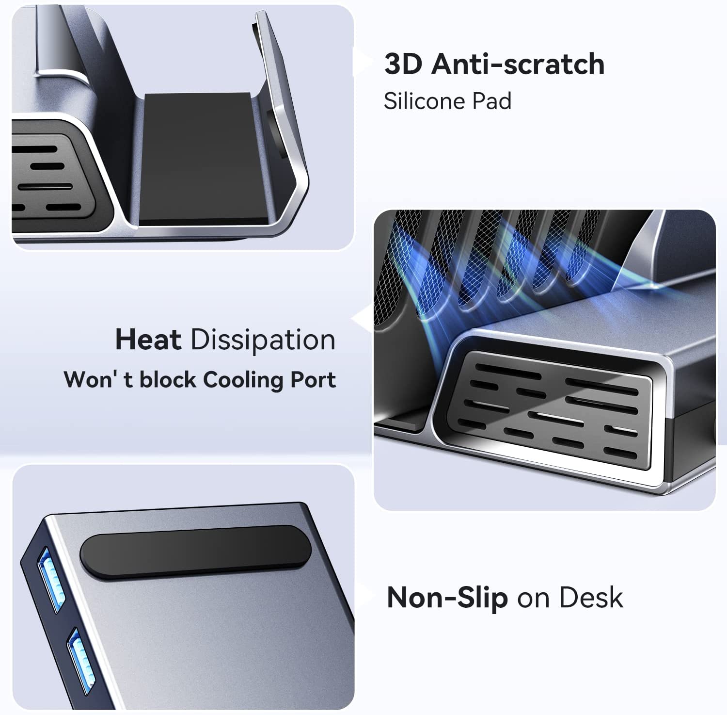 Docking Station Supporter, ivoler 6-en-1 Aluminium Steam Deck Dock, USB-C Hub avec HDMI 2.0 4K@60Hz, Ethernet 1000M, Triple USB 3.0 et Port PD 3.0, Station d'accueil Conçu pour Valve Steam Deck