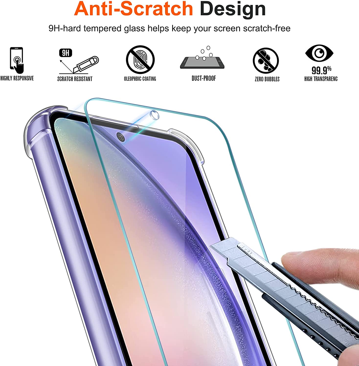 ivoler Funda para Samsung Galaxy A54 5G con 3 Piezas Cristal Templado