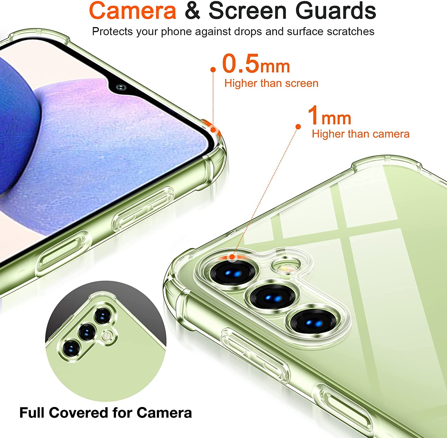 ivoler Funda para Samsung Galaxy A14 4G / A14 5G con 3 Piezas Cristal Templado