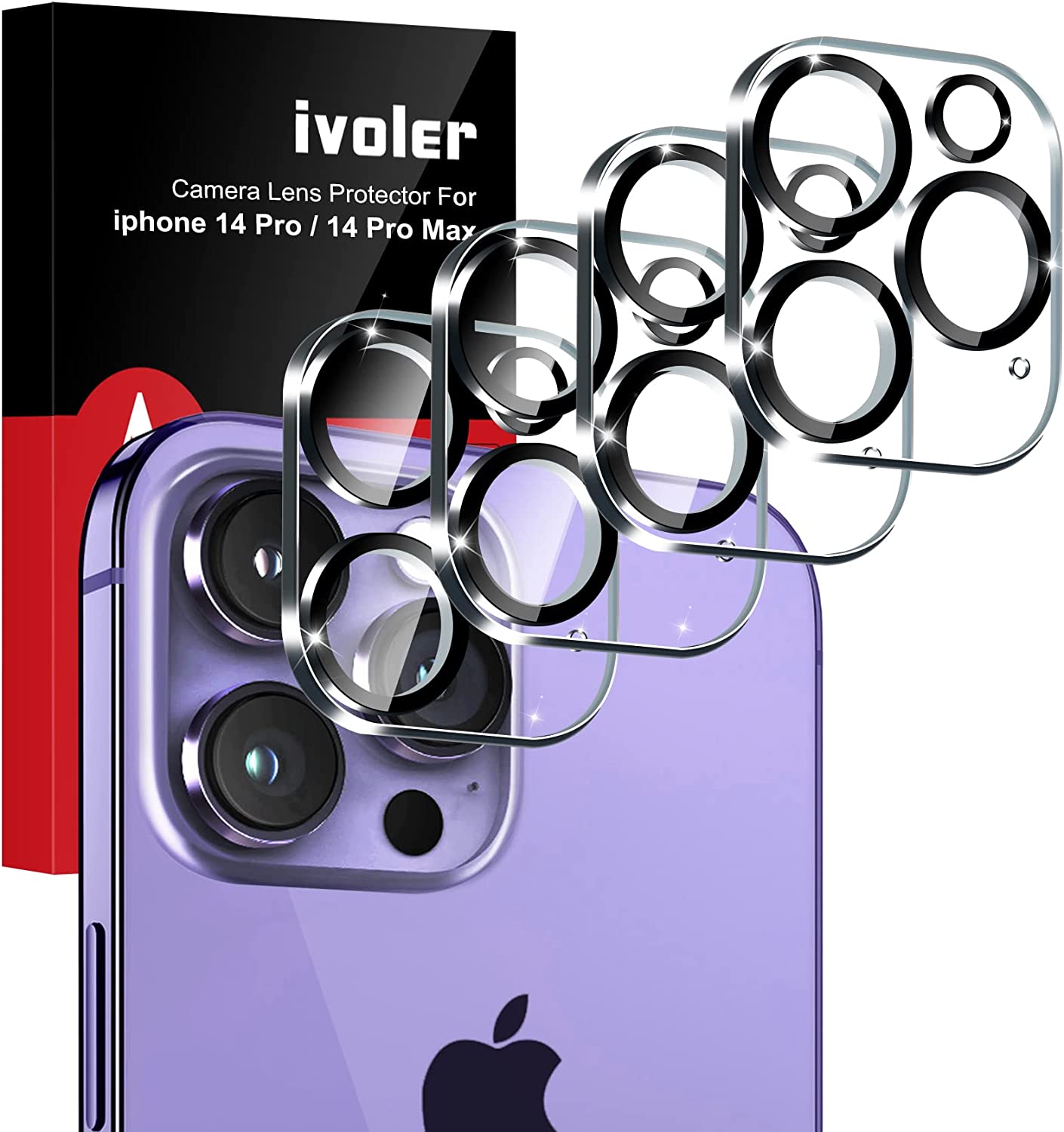 ivoler [4 PACK Camera Lens Protector Compatible with iPhone 14 Pro 6.1"/ iPhone 14 Pro Max (6.7"