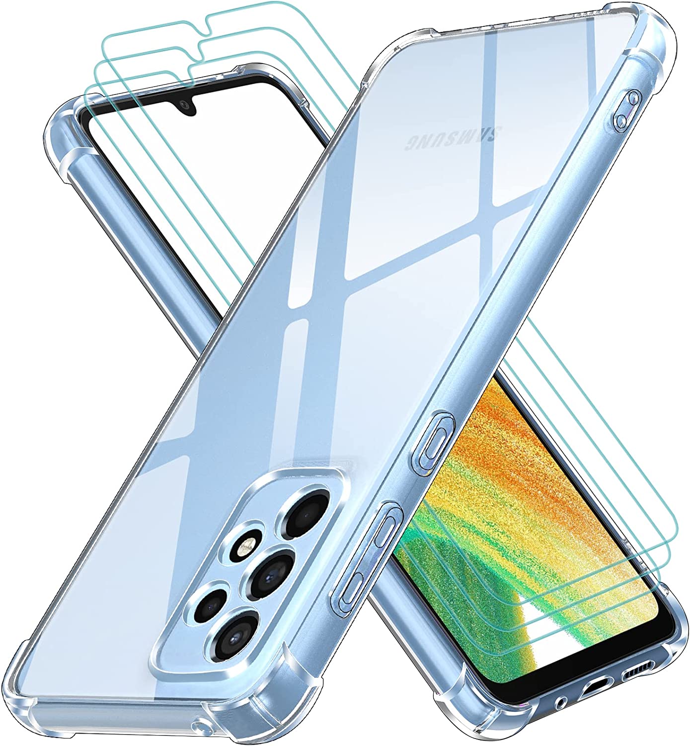 ivoler Funda para Samsung Galaxy A33 5G con 3 Piezas Cristal Templado