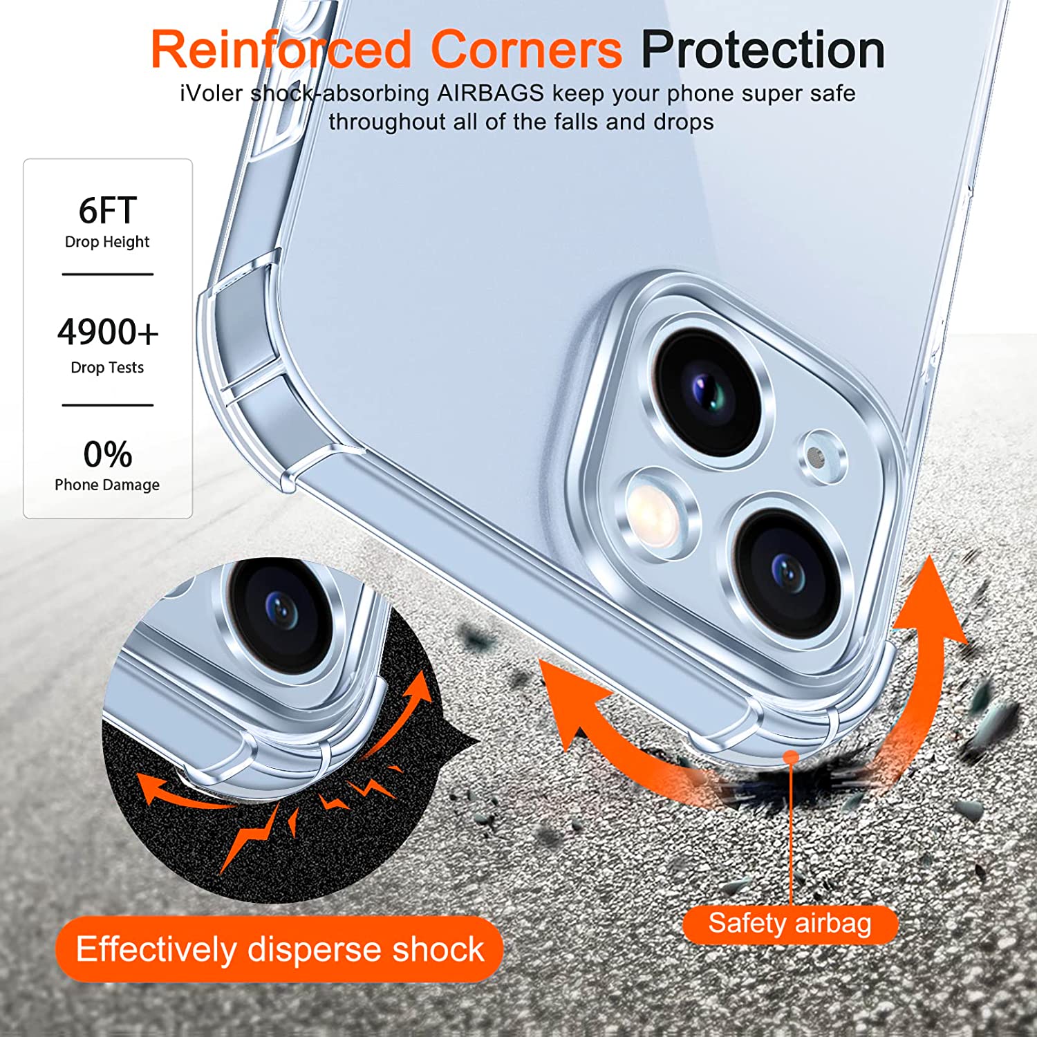 ivoler 4 en 1 Coque pour iPhone 14 6.1 Pouces avec 3 Pièces Verre Trempé, Transparent [Conception de Caméra Protection] Étui de Protection en Silicone Antichoc, Souple TPU Anti-Rayures Bumper Housse