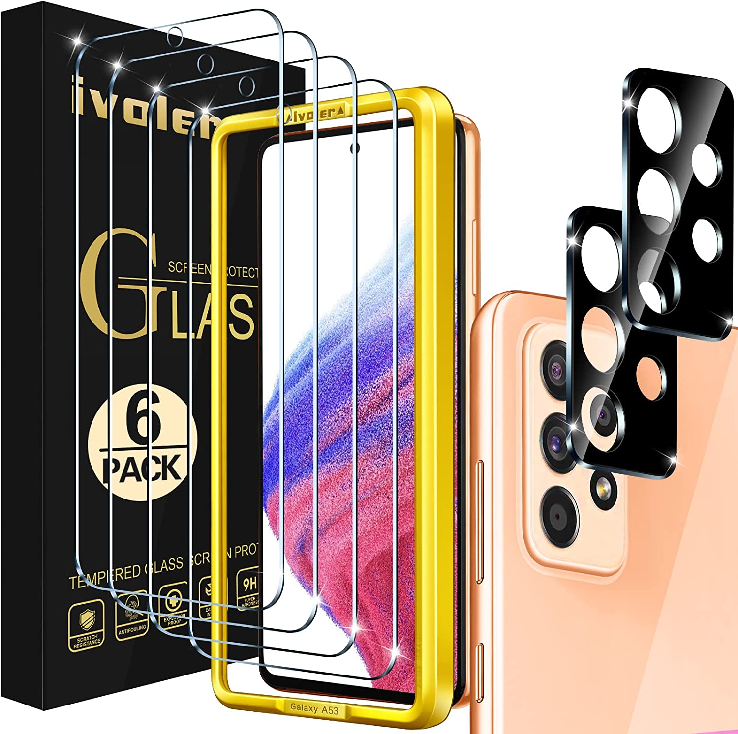 ivoler 4 Piezas Protector de Pantalla Compatible con Samsung Galaxy A53 5G